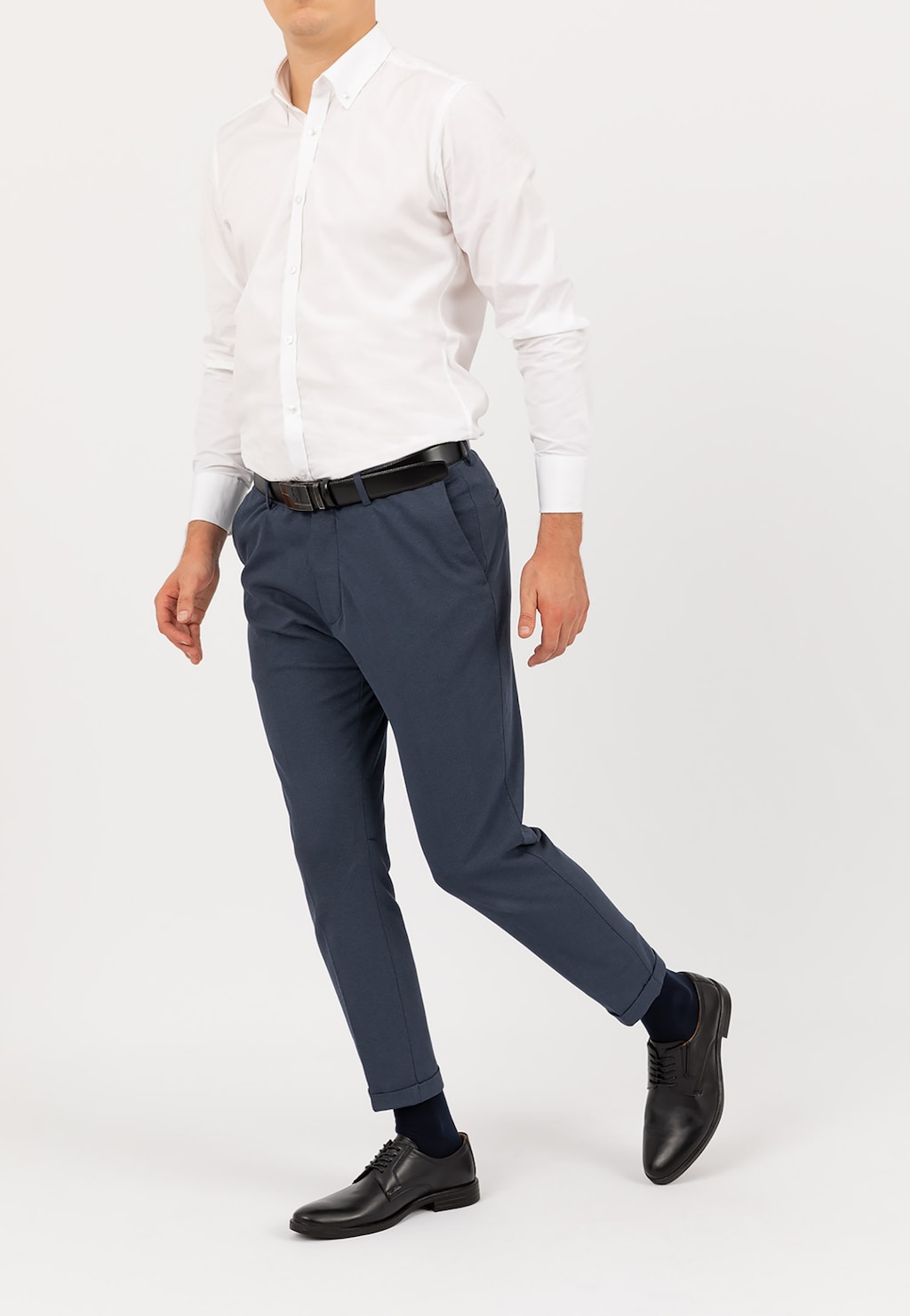 Czarne sznurowane półbuty męskie w stylu formal 10072-51 Widok 1