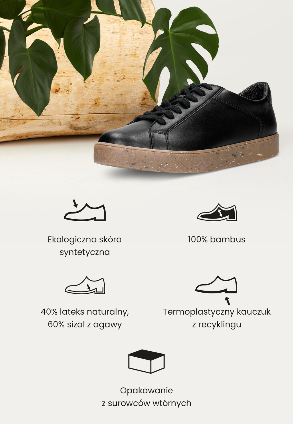 Czarne półbuty męskie z brązową podeszwą | WOJAS ECO 10071-11 Widok 1