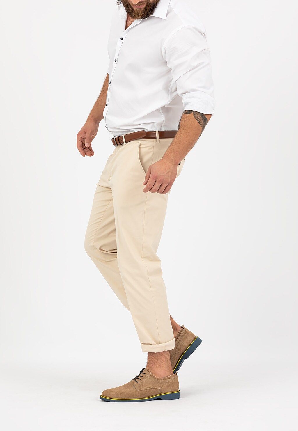 Beżowe półbuty męskie 9008-64 Widok 1