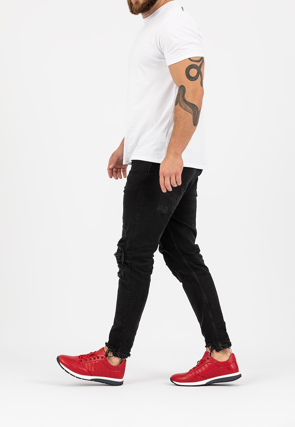 Czerwone sportowe półbuty męskie 10020-55 Widok 1