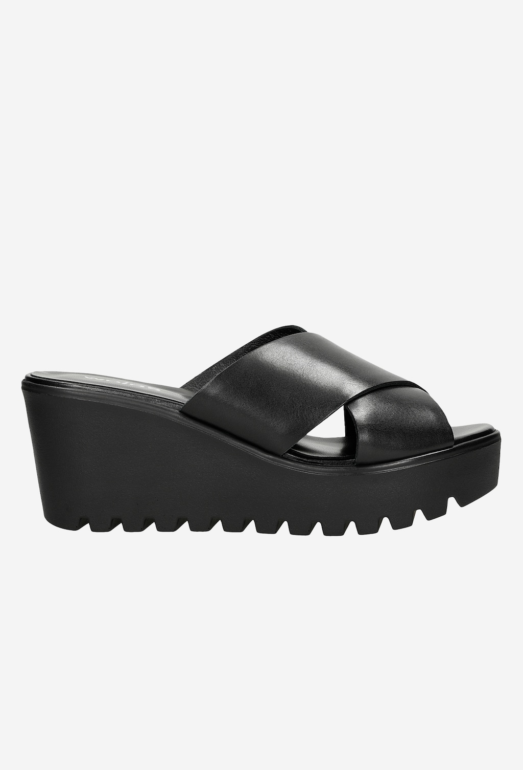 Czarne klapki damskie na koturnie 74034-51 Widok 2