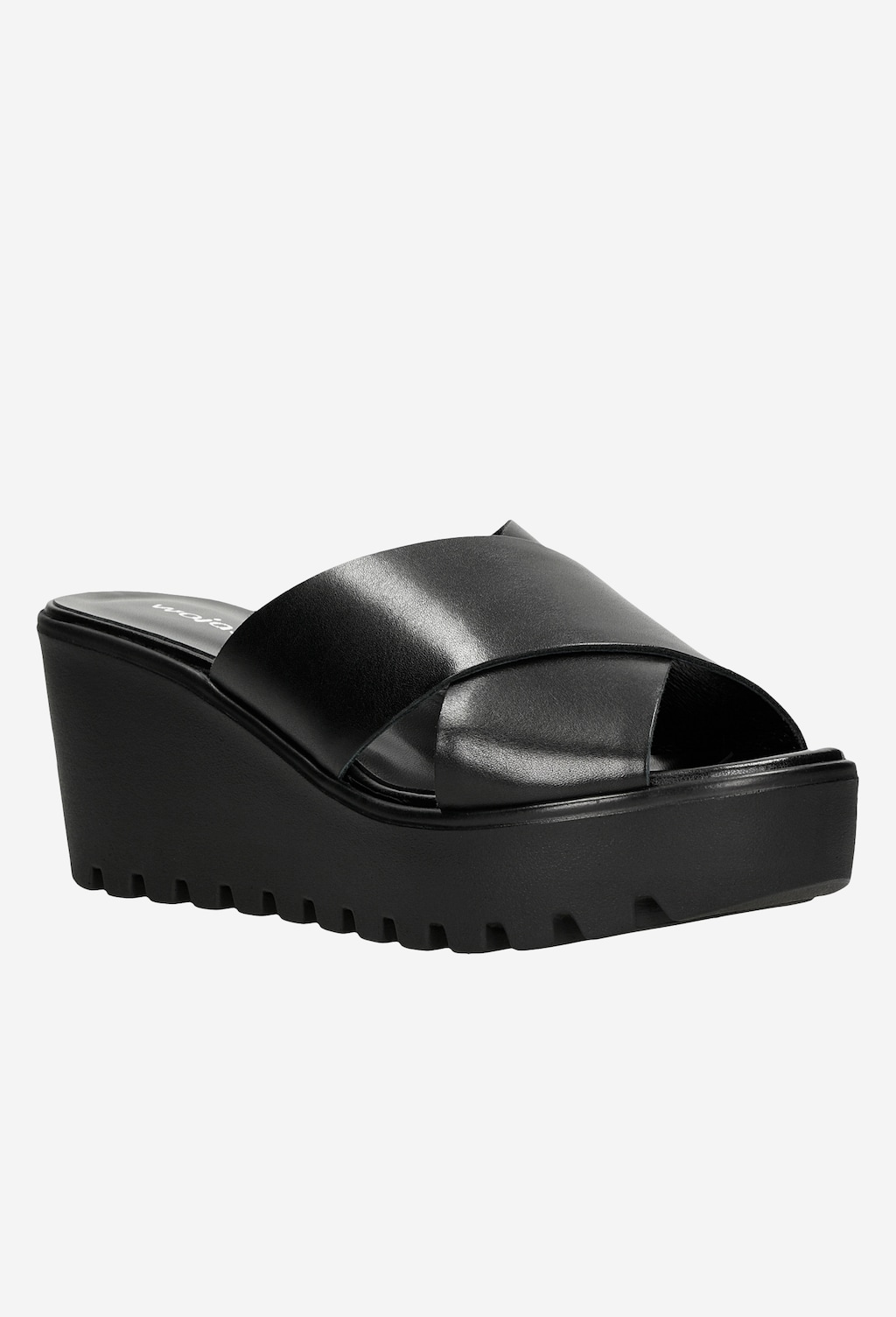 Czarne klapki damskie na koturnie 74034-51 Widok 3