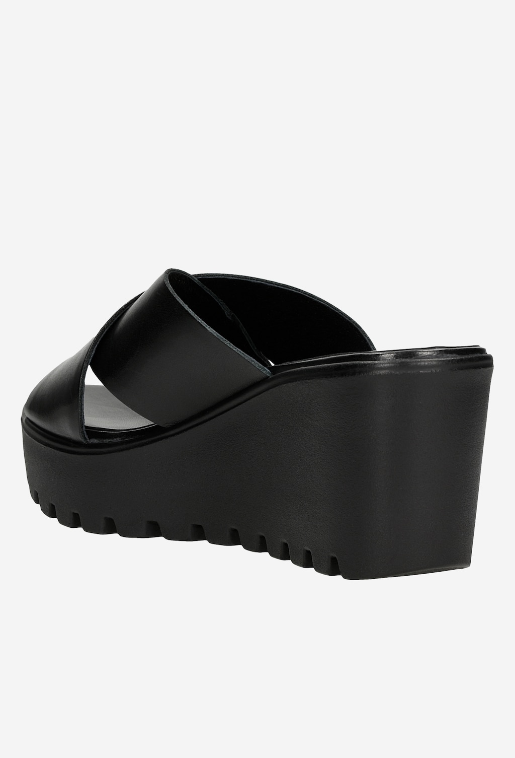 Czarne klapki damskie na koturnie 74034-51 Widok 4