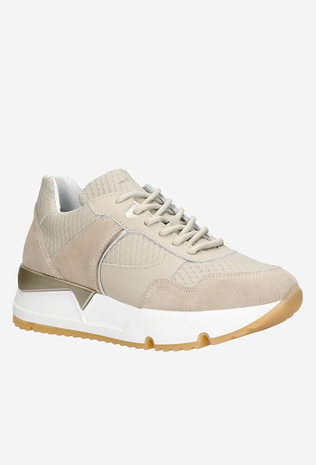 Beżowe sneakersy ze złotym akcentem na podeszwie 46096-74 Widok 3