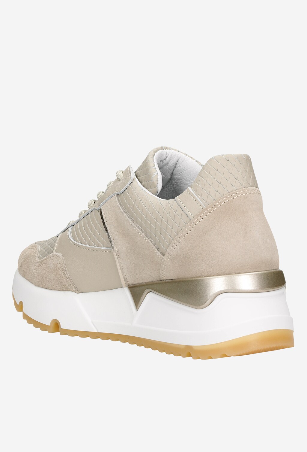 Beżowe sneakersy ze złotym akcentem na podeszwie 46096-74 Widok 4