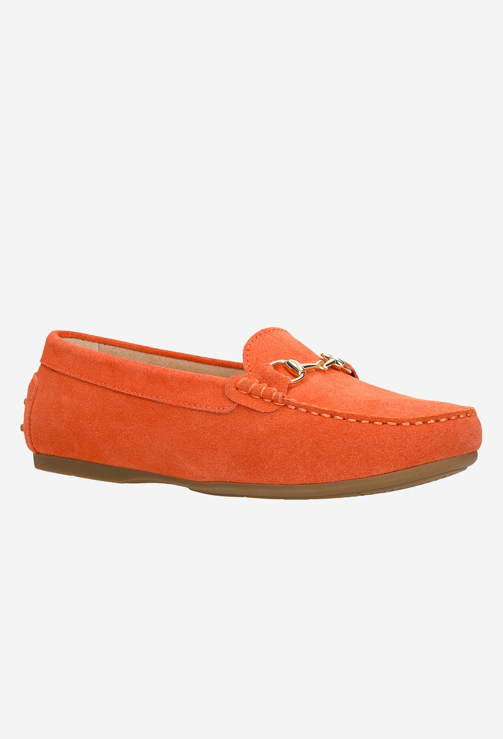 Koralowe mokasyny damskie z metalową ozdobą 46070-65 Widok 3