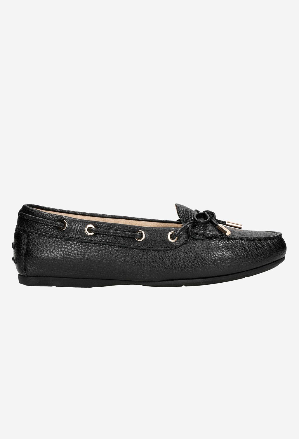 Černé kožené mokasíny dámské s efektním šněrováním 46035-51 Widok 1