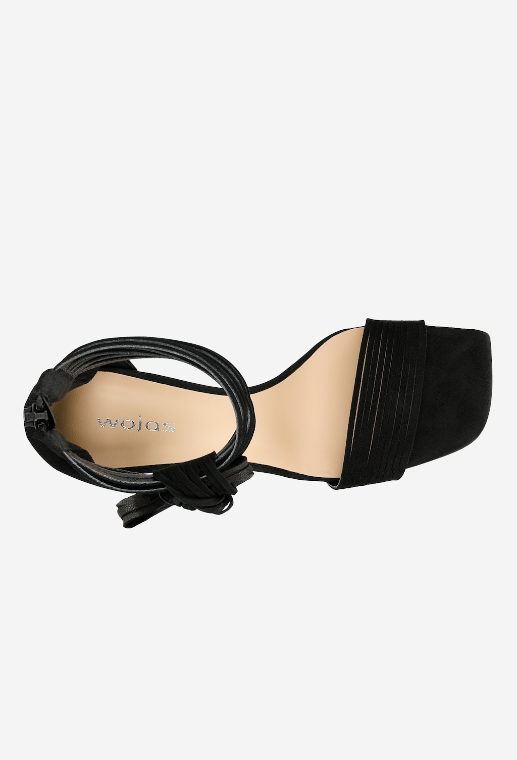 Czarne sandały na szpilce z frędzlami 76039-61 Widok 4