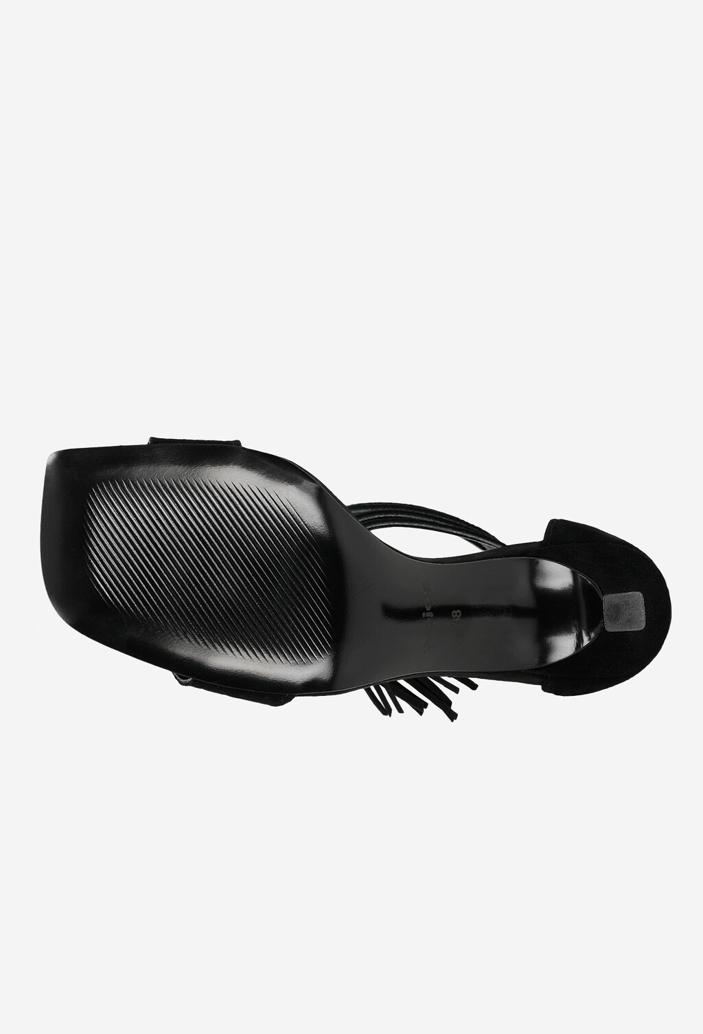 Czarne sandały na szpilce z frędzlami 76039-61 Widok 5