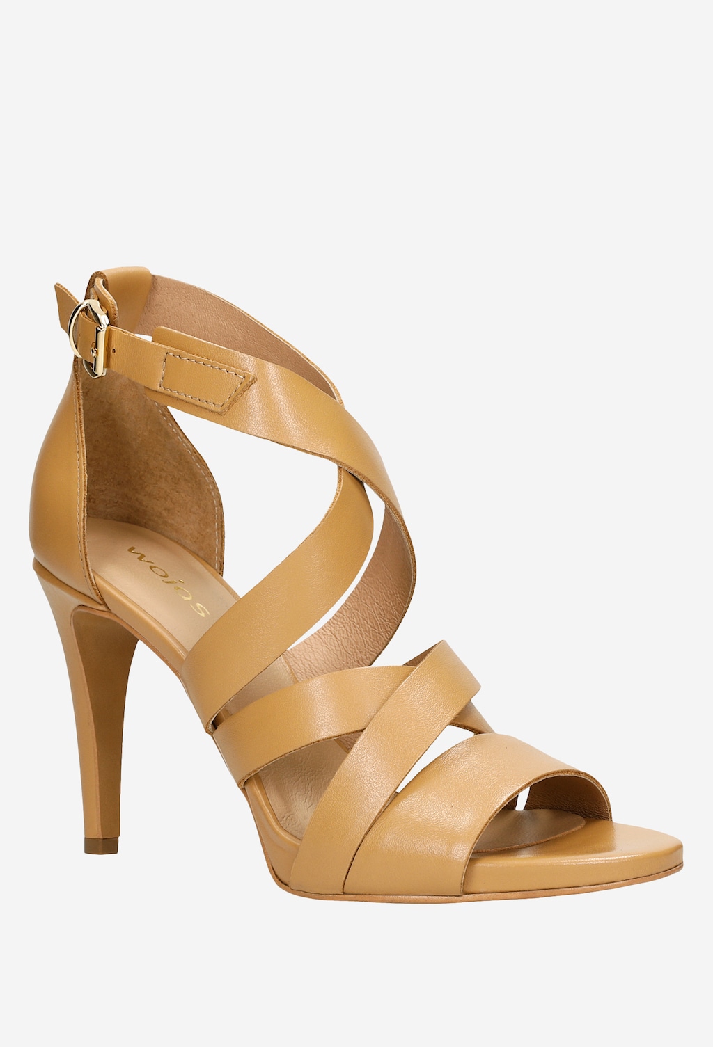 Beżowe sandały damskie na szpilce na lato 76045-52 Widok 3