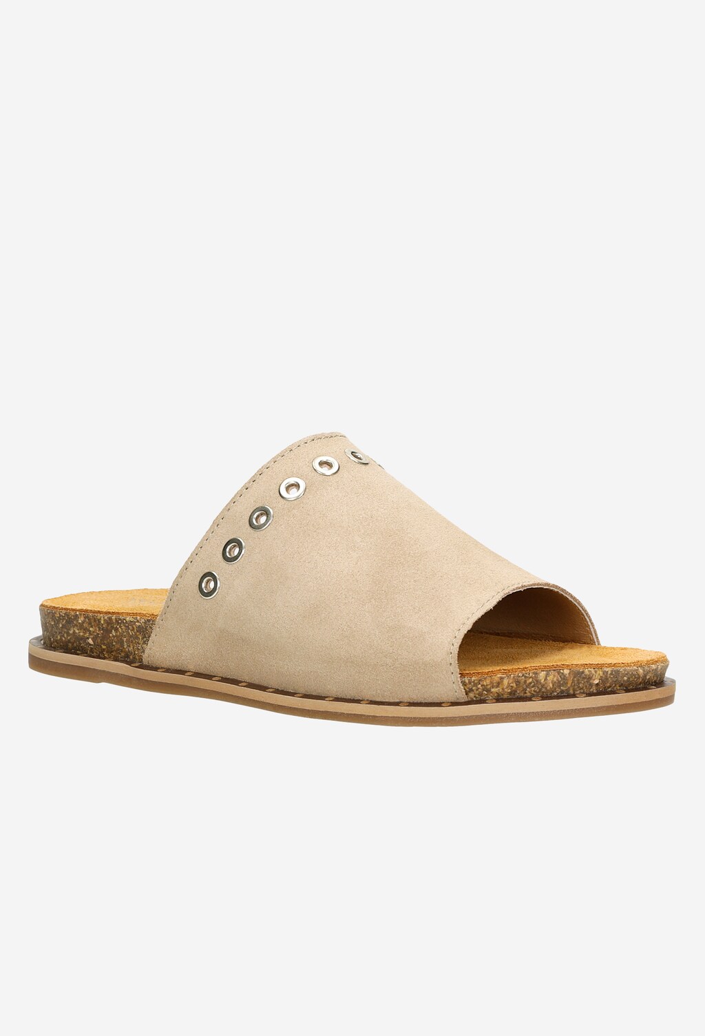 Pohodlné béžové kožené šľapky dámske na leto 74028-64 Widok 3