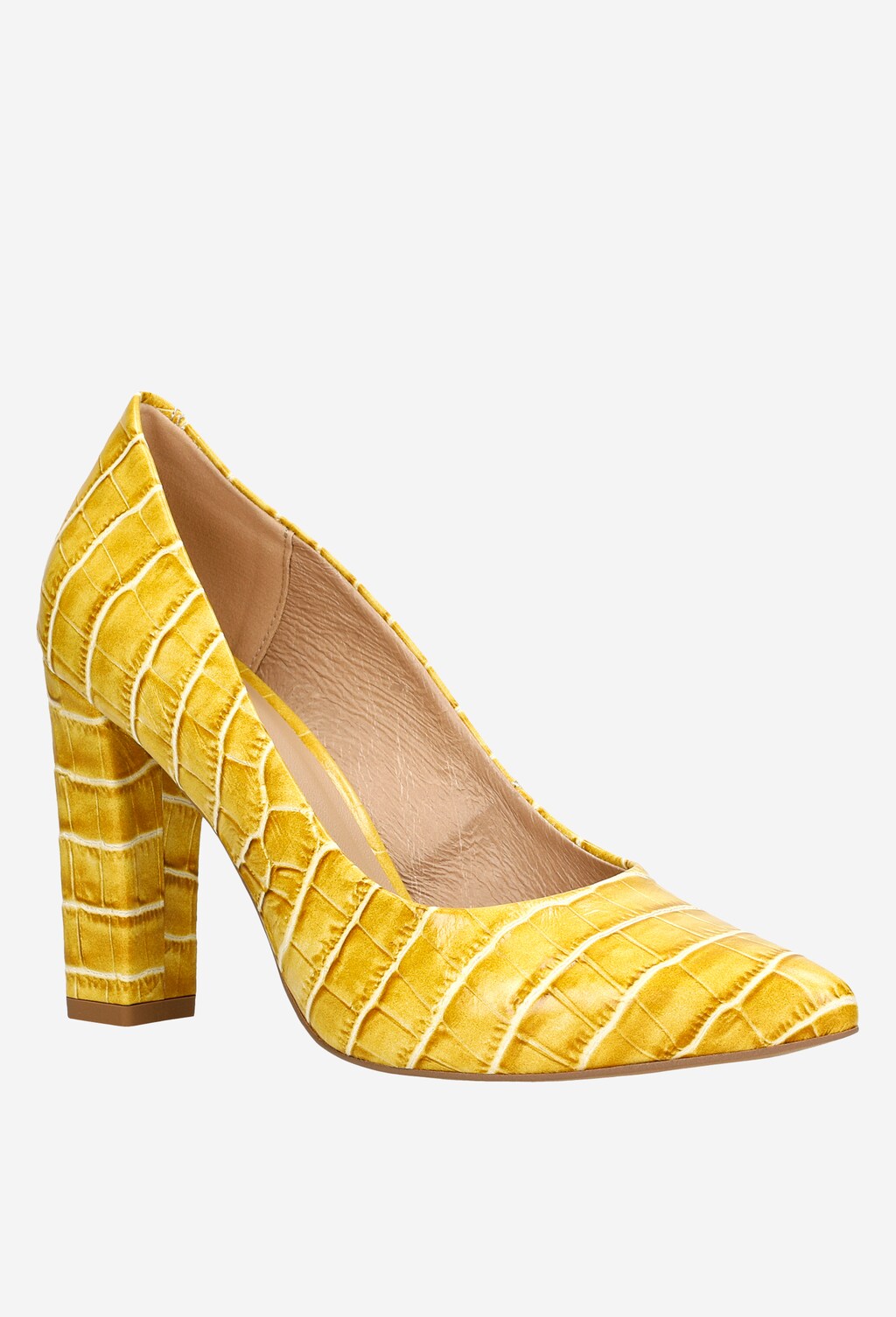 Žlté dámske lodičky z kvalitnej lícovej kože 35042-58 Widok 2