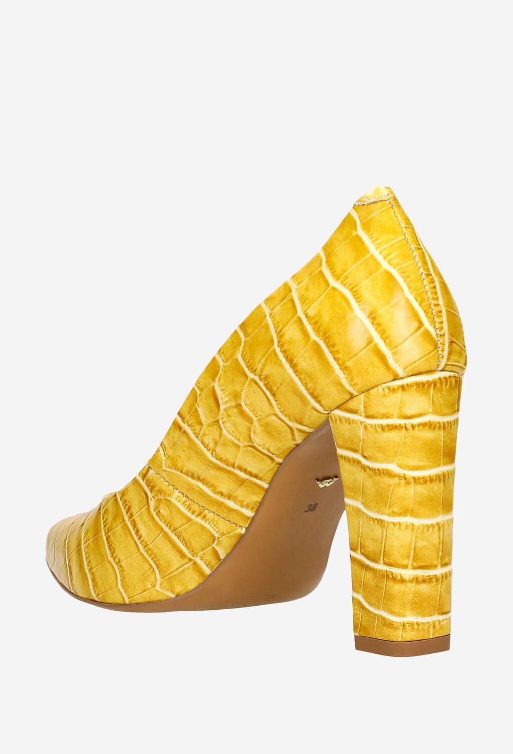 Žlté dámske lodičky z kvalitnej lícovej kože 35042-58 Widok 3