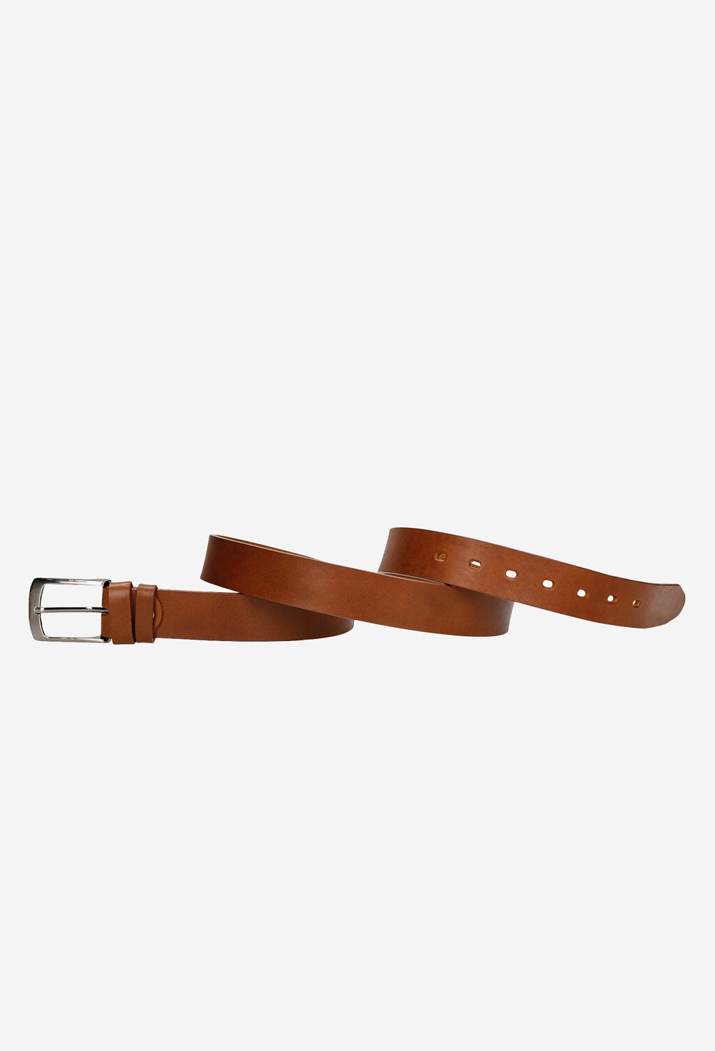 Hladký kožený pánský pásek s přezkou v hnědé barvě 93046-52 Widok 3