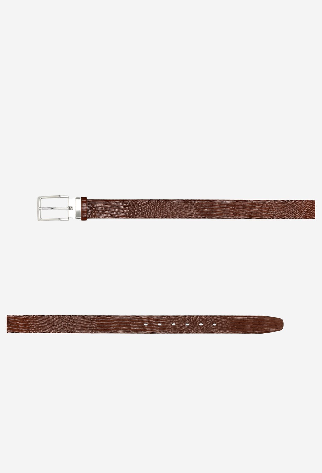 Hnedý štruktúrovaný pánsky opasok z lícovej kože 93052-52 Widok 3