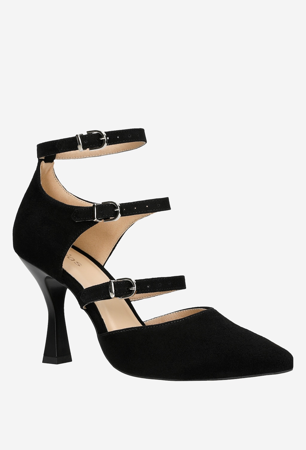 Welurowe czółenka damskie z trzema klamrami 35081-61 Widok 3