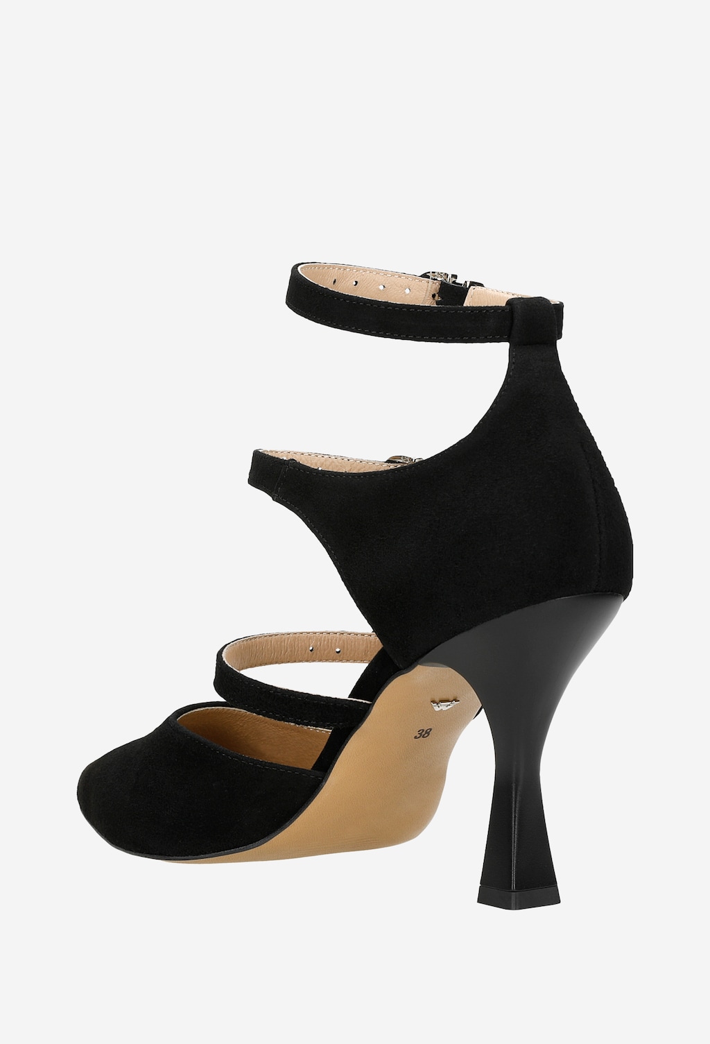 Welurowe czółenka damskie z trzema klamrami 35081-61 Widok 4