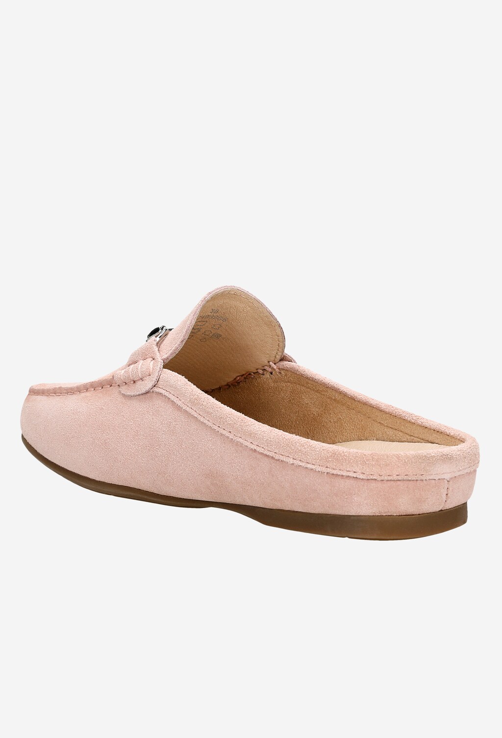 Różowe klapki mokasynowe z dwoiny welurowej 74033-65 Widok 4