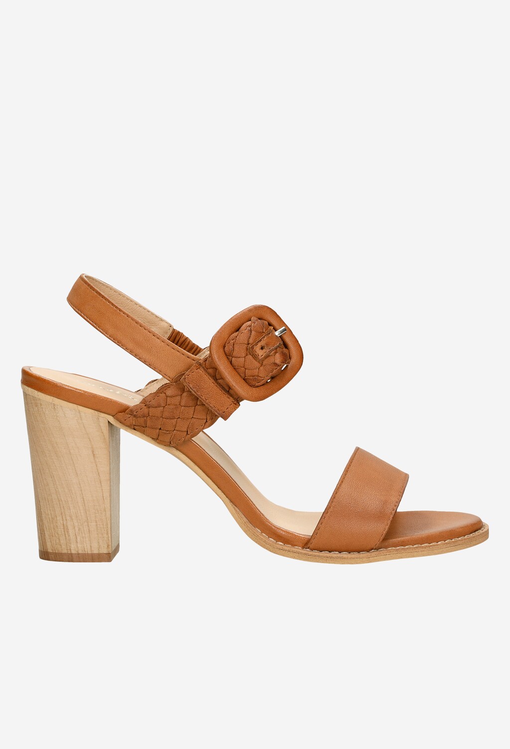 Světle hnědé dámské sandály na podpatku z kvalitní kůže 76094-53 Widok 1