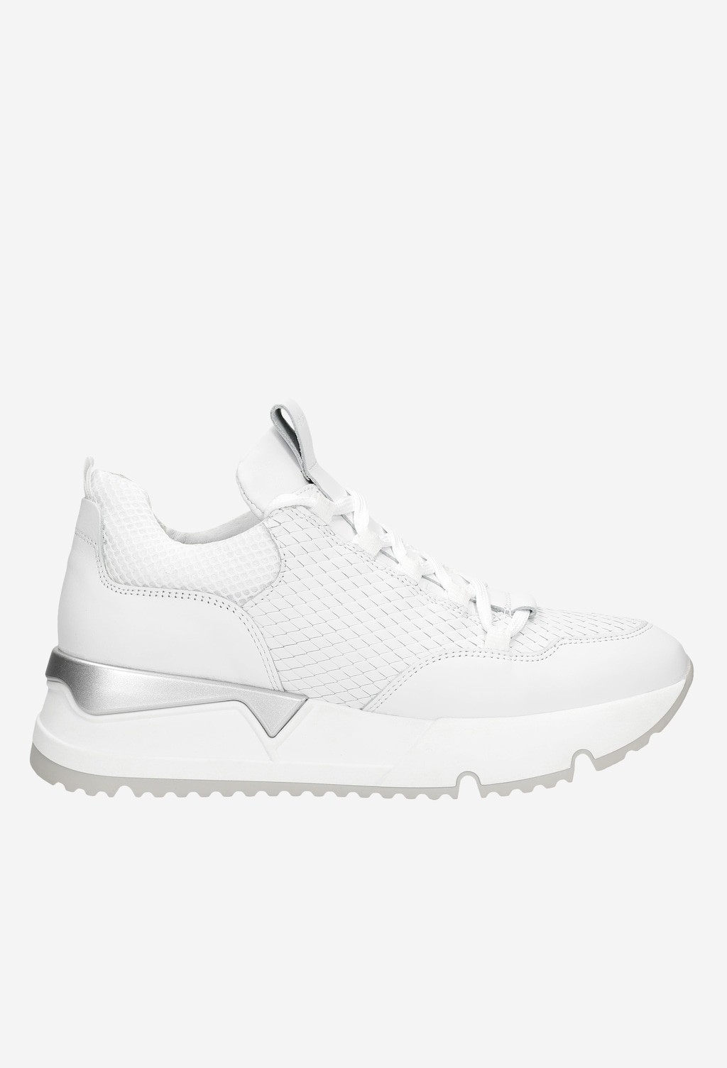 Białe sneakersy damskie ze srebrnymi elementami 46040-89 Widok 2