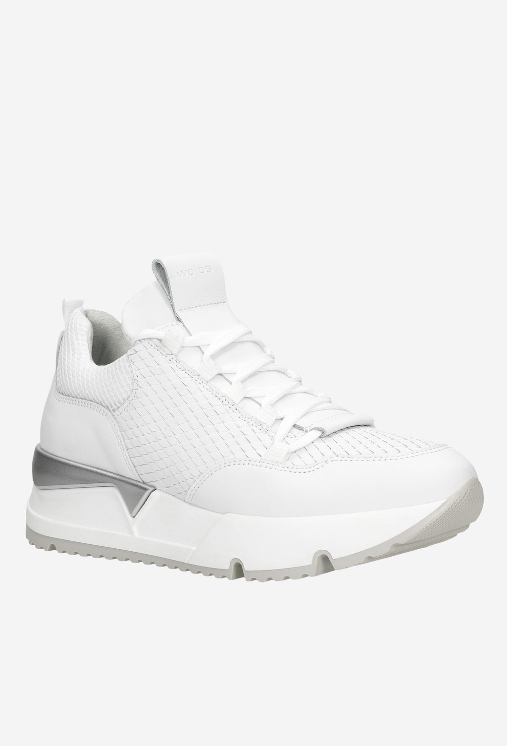 Białe sneakersy damskie ze srebrnymi elementami 46040-89 Widok 3