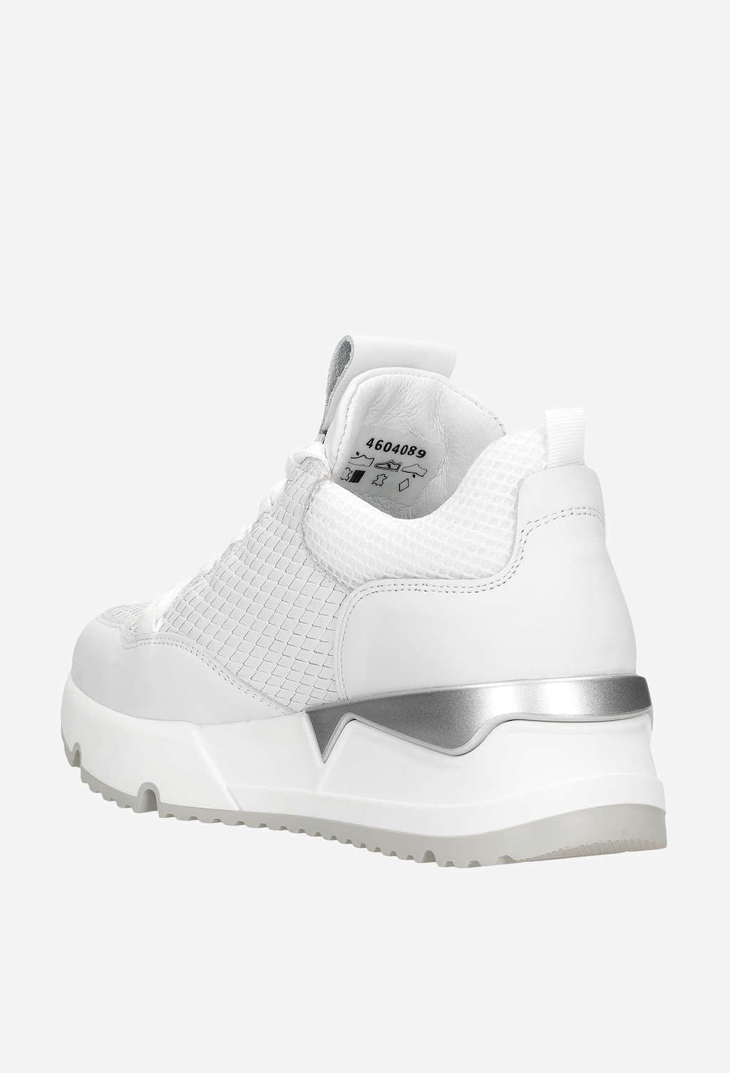 Białe sneakersy damskie ze srebrnymi elementami 46040-89 Widok 4