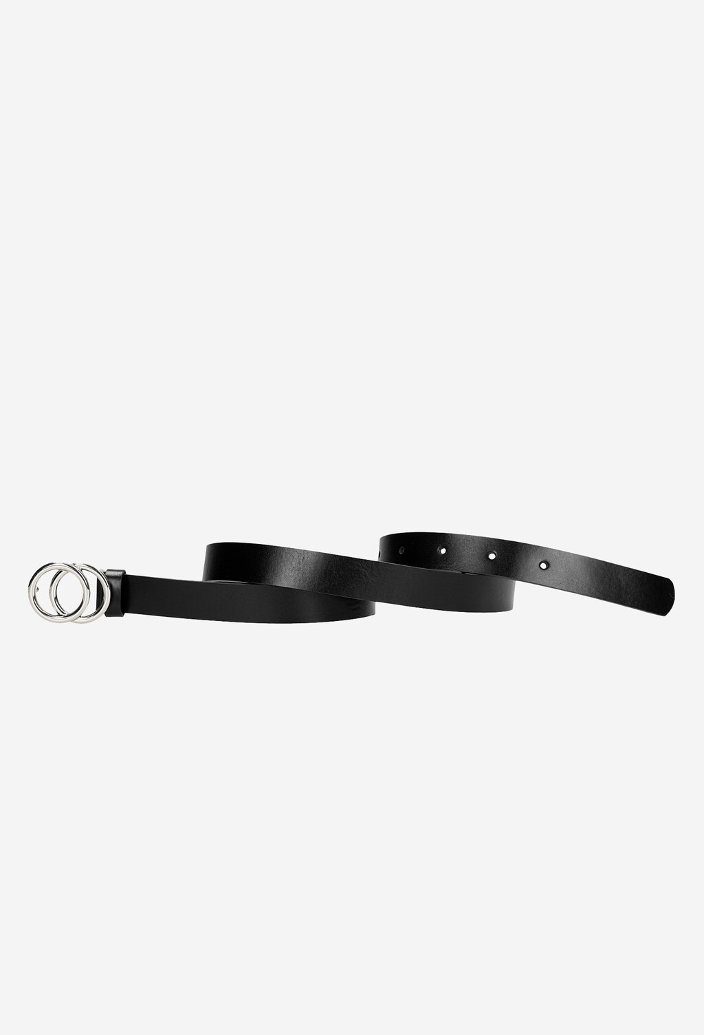 Černý kožený pásek dámský s trendy kulatou přezkou 93045-51 Widok 3