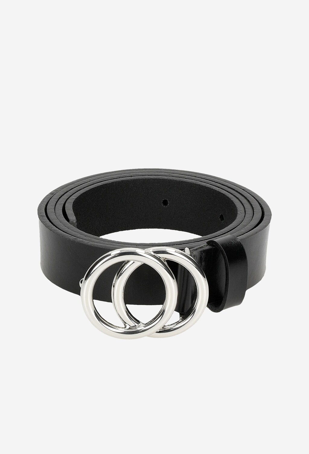 Černý kožený pásek dámský s trendy kulatou přezkou 93045-51 Widok 6