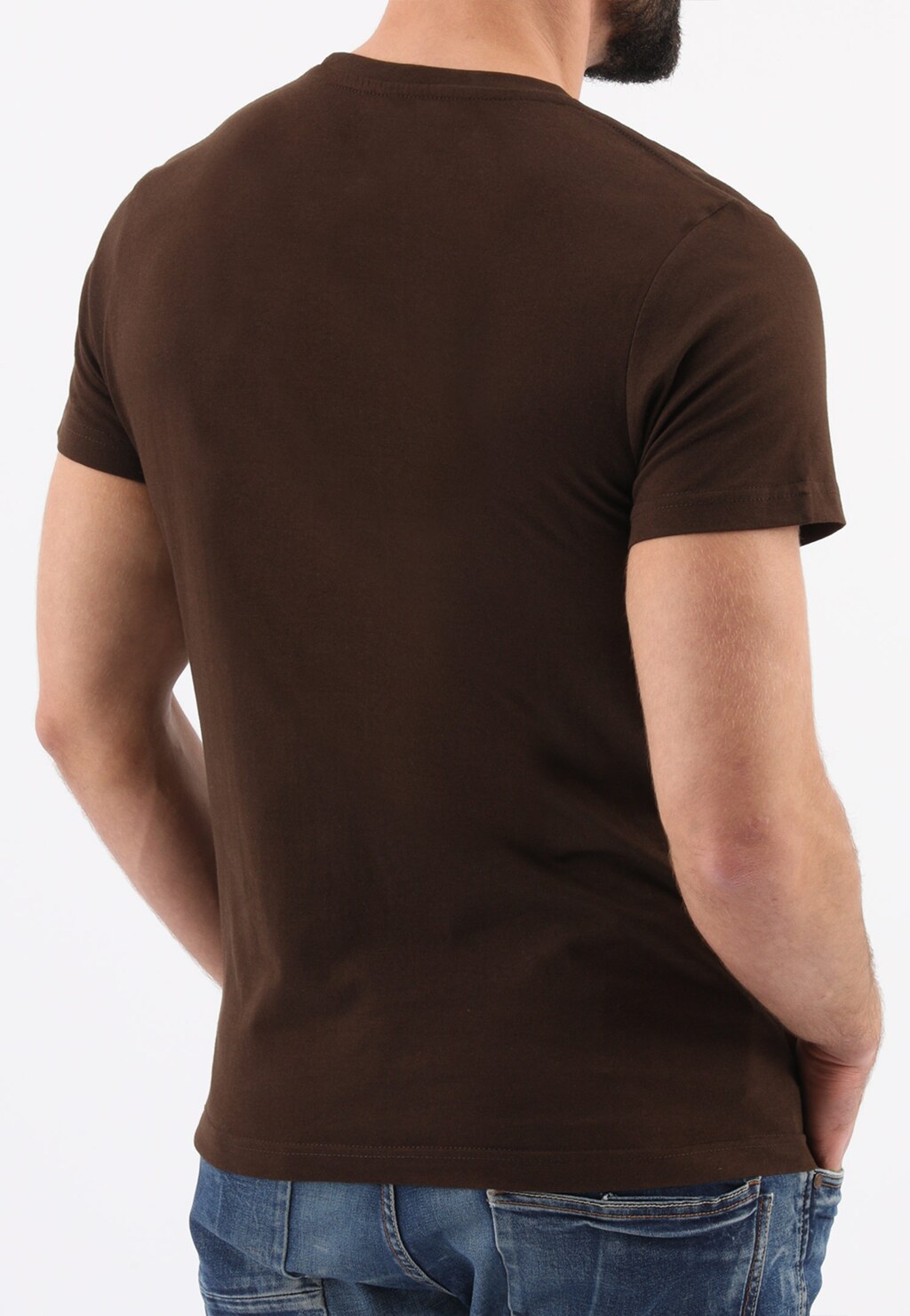 Koszulka męska z krótkim rękawem w kolorze brązowym 98010-82 Widok 2
