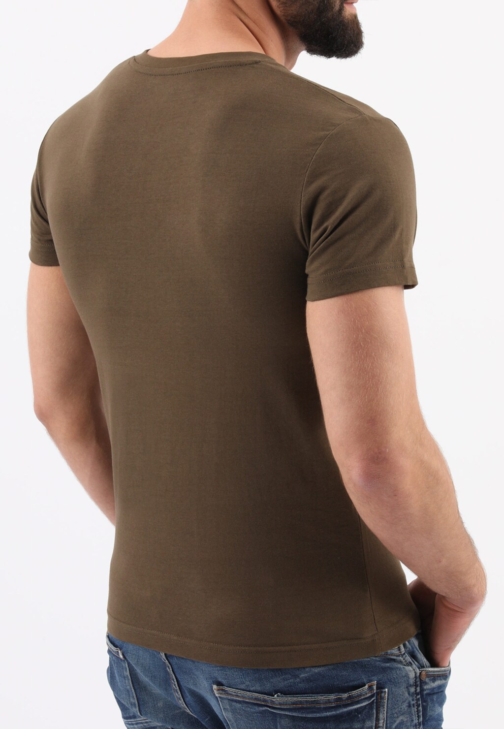 Hnědé pánské tričko s véčkovým výstřihem 98009-83 Widok 2