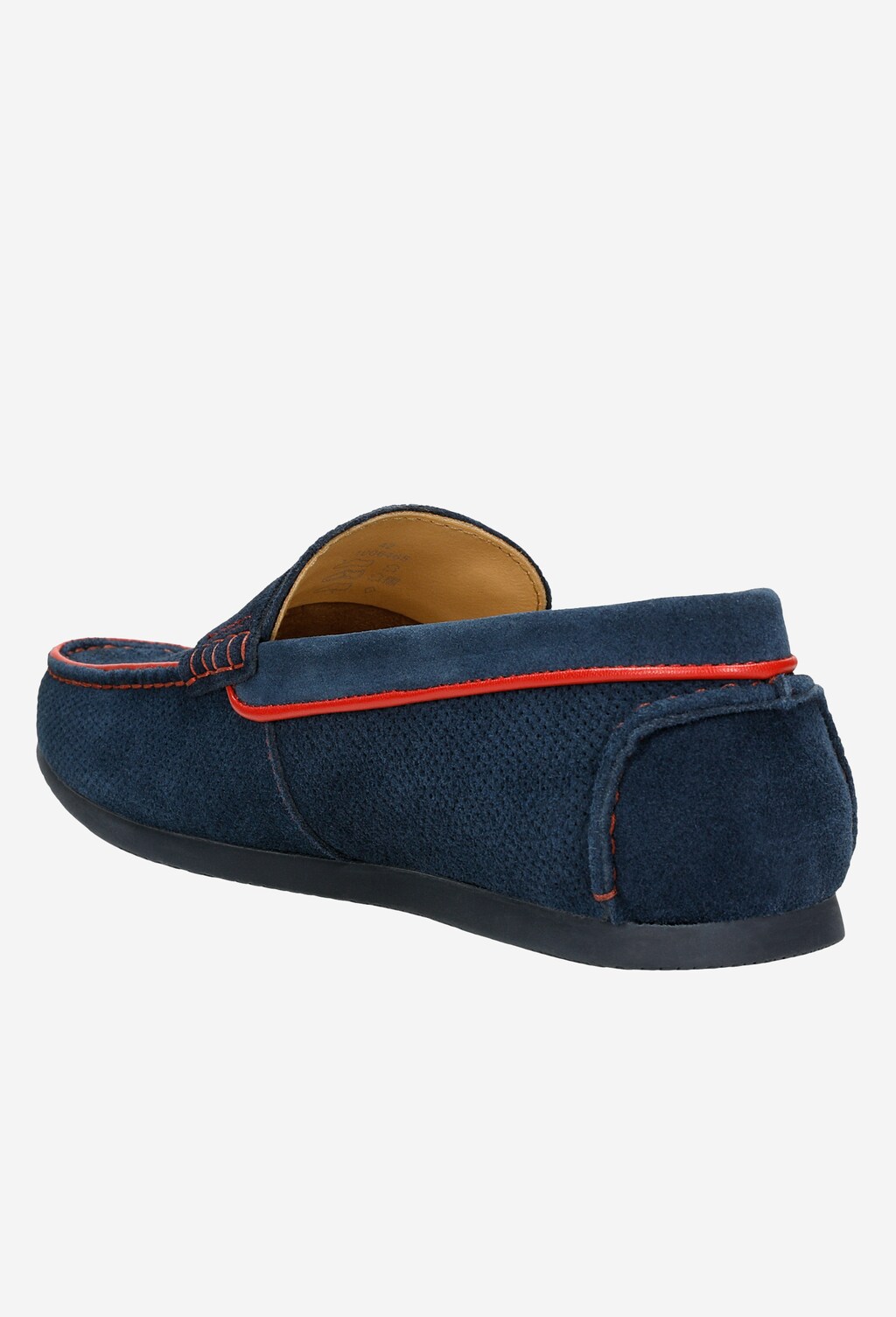 Tmavě modré kožené mokasíny pánské s červeným lemem 10064-65 Widok 4