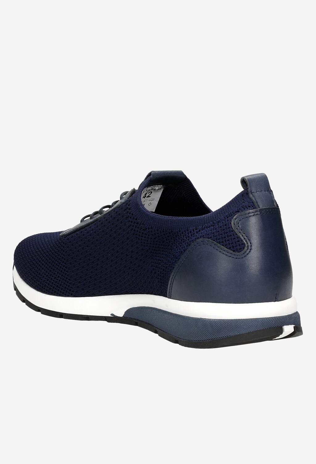 Granatowe materiałowe sneakersy męskie ze skórzanymi elementami 10086-86 Widok 4