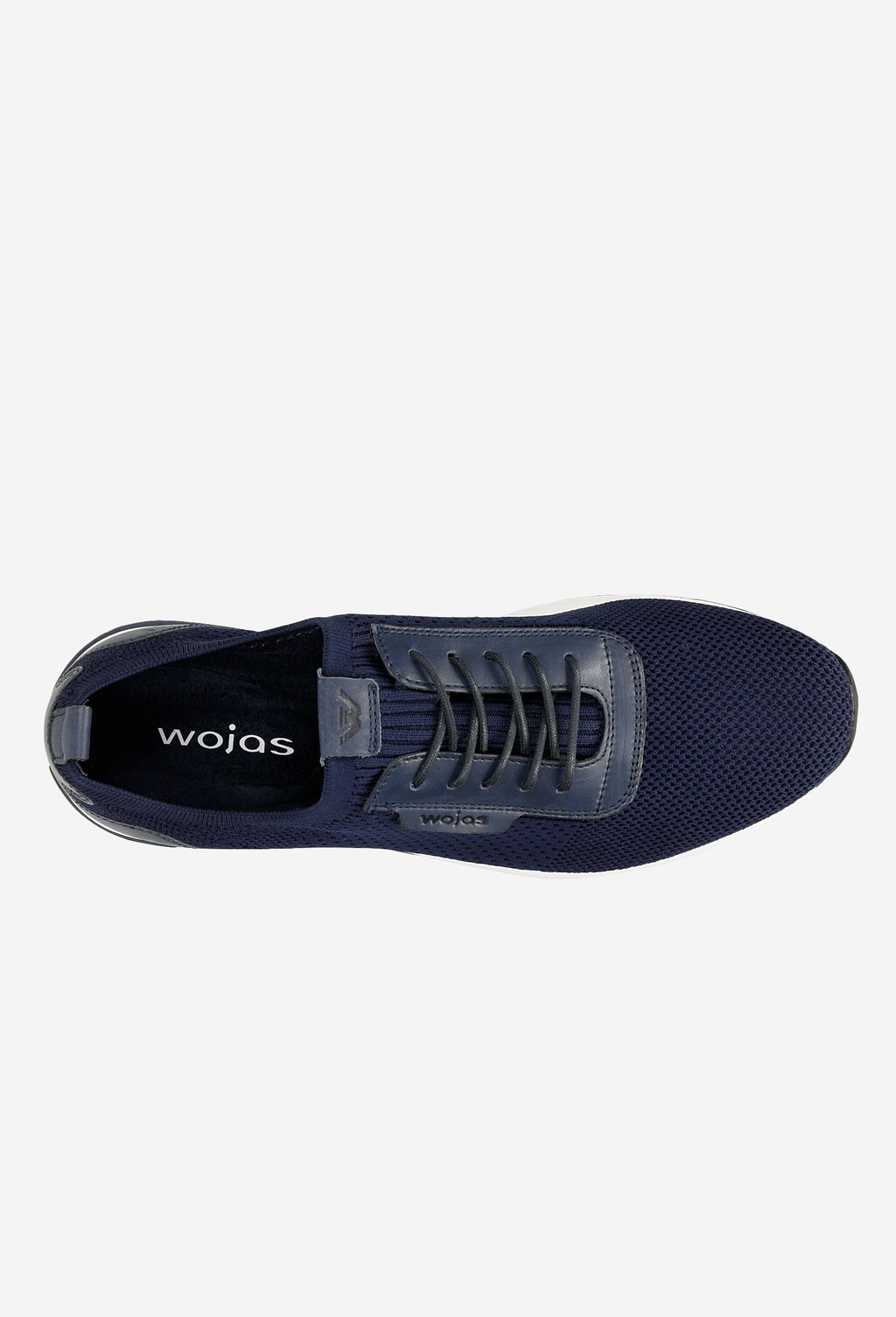 Granatowe materiałowe sneakersy męskie ze skórzanymi elementami 10086-86 Widok 5