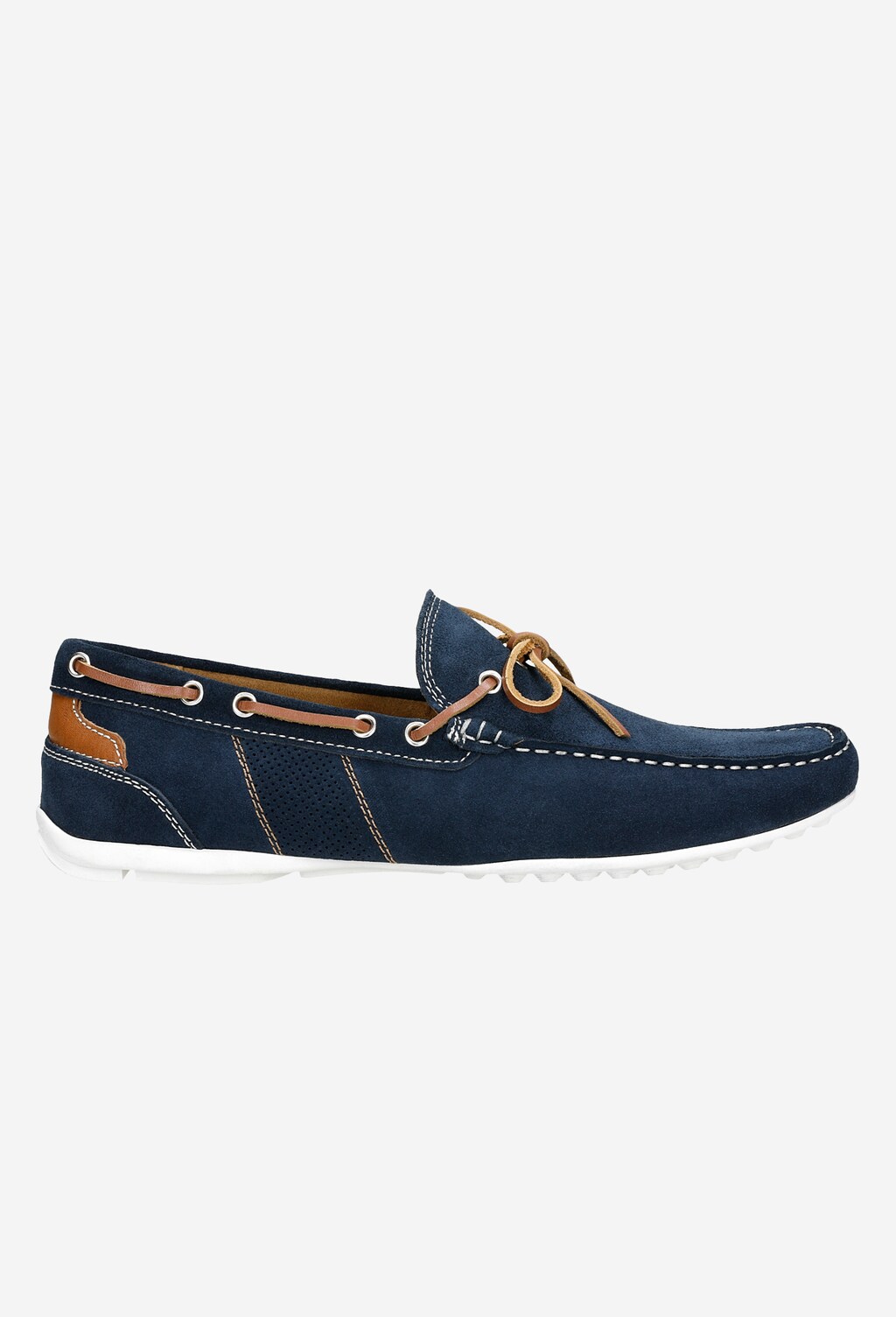 Granatowe mokasyny męskie z brązowymi elementami 10117-76 Widok 2