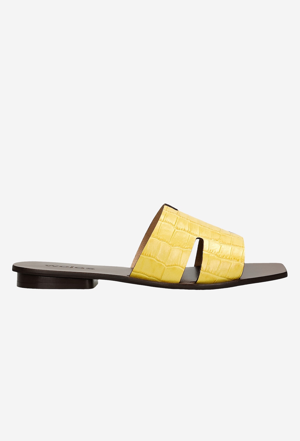 Żółte klapki damskie z imitacją skóry krokodyla 74042-58 Widok 1
