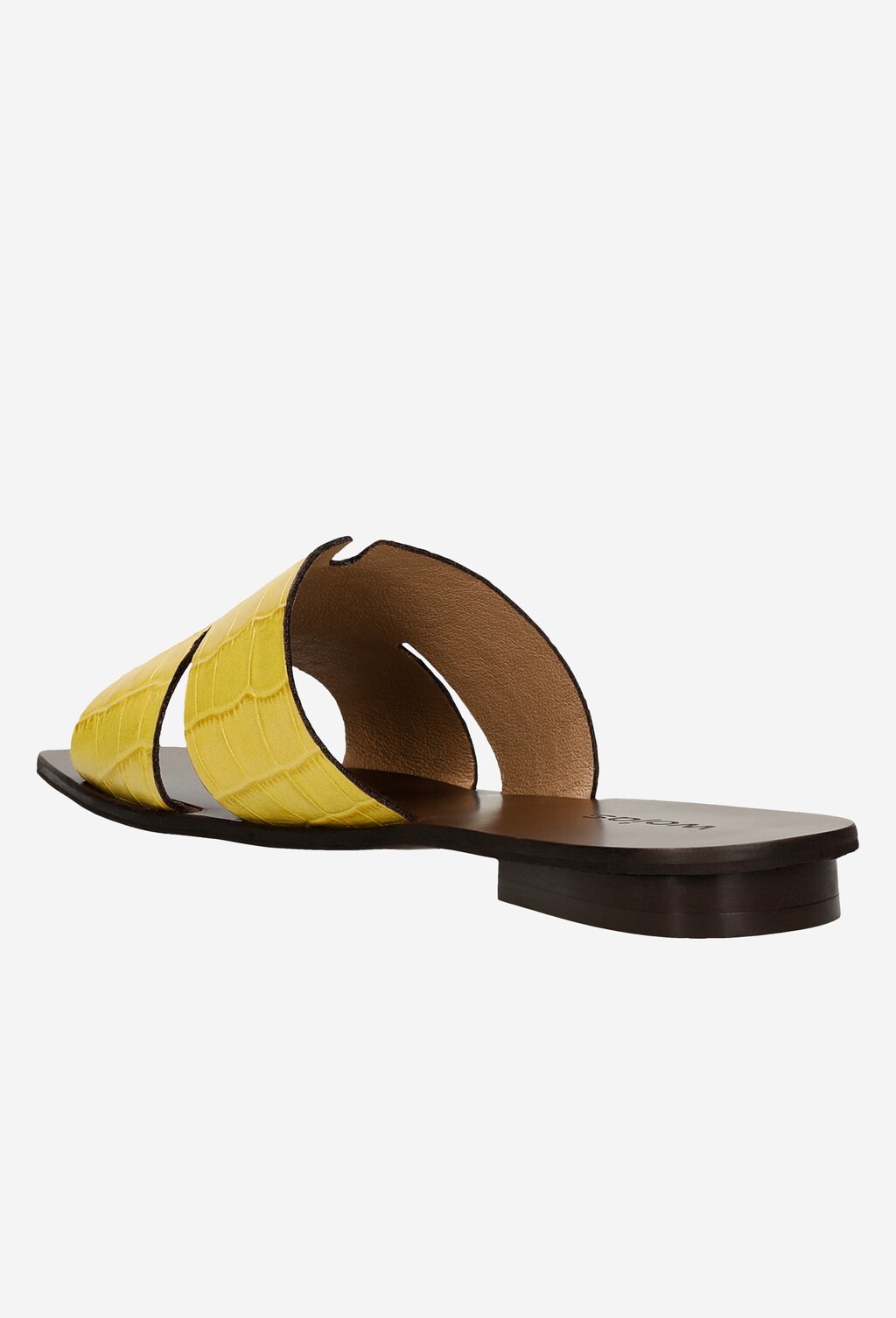 Żółte klapki damskie z imitacją skóry krokodyla 74042-58 Widok 3
