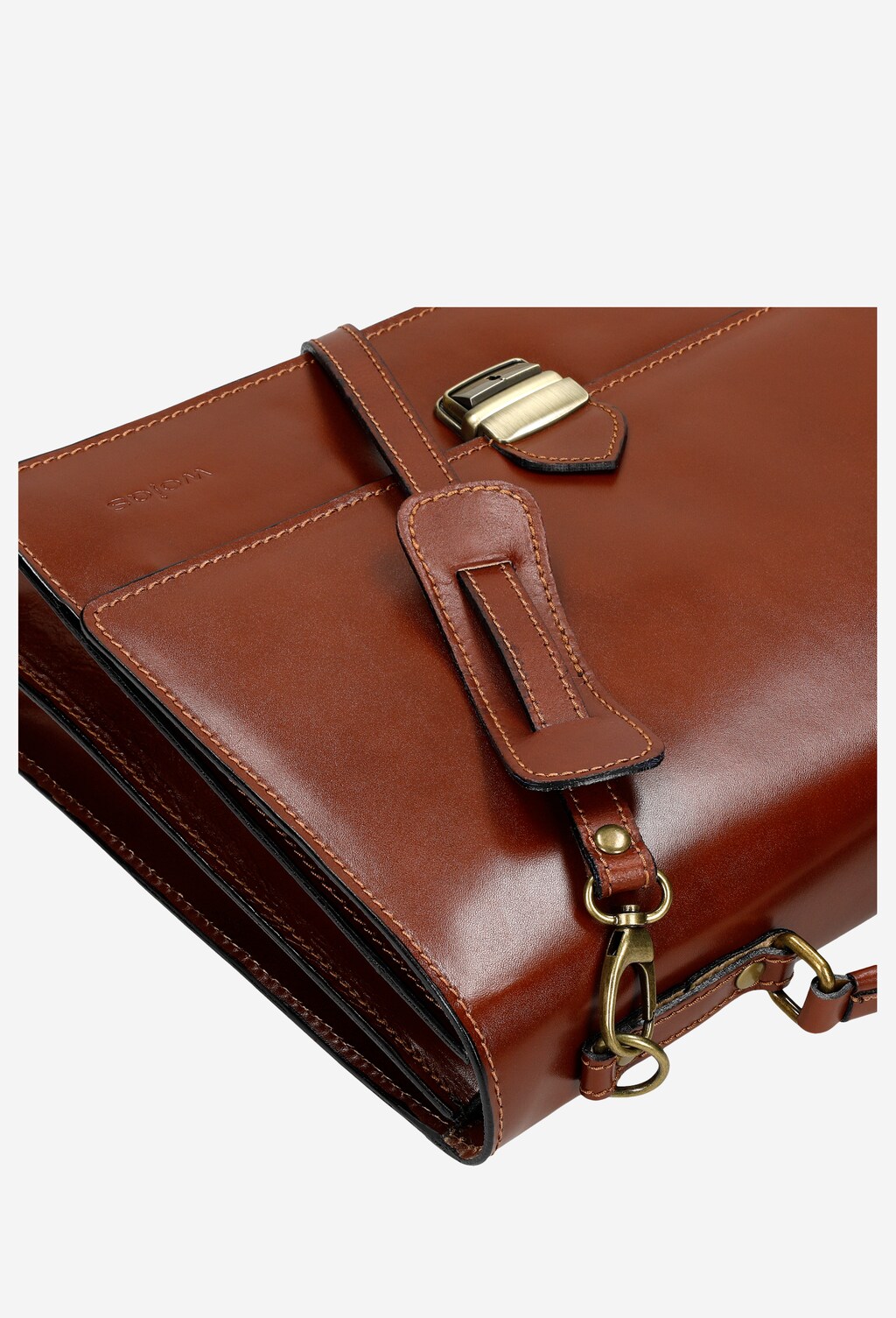 Brązowa teczka męska z gładkiej skóry 90005-52 Widok 8