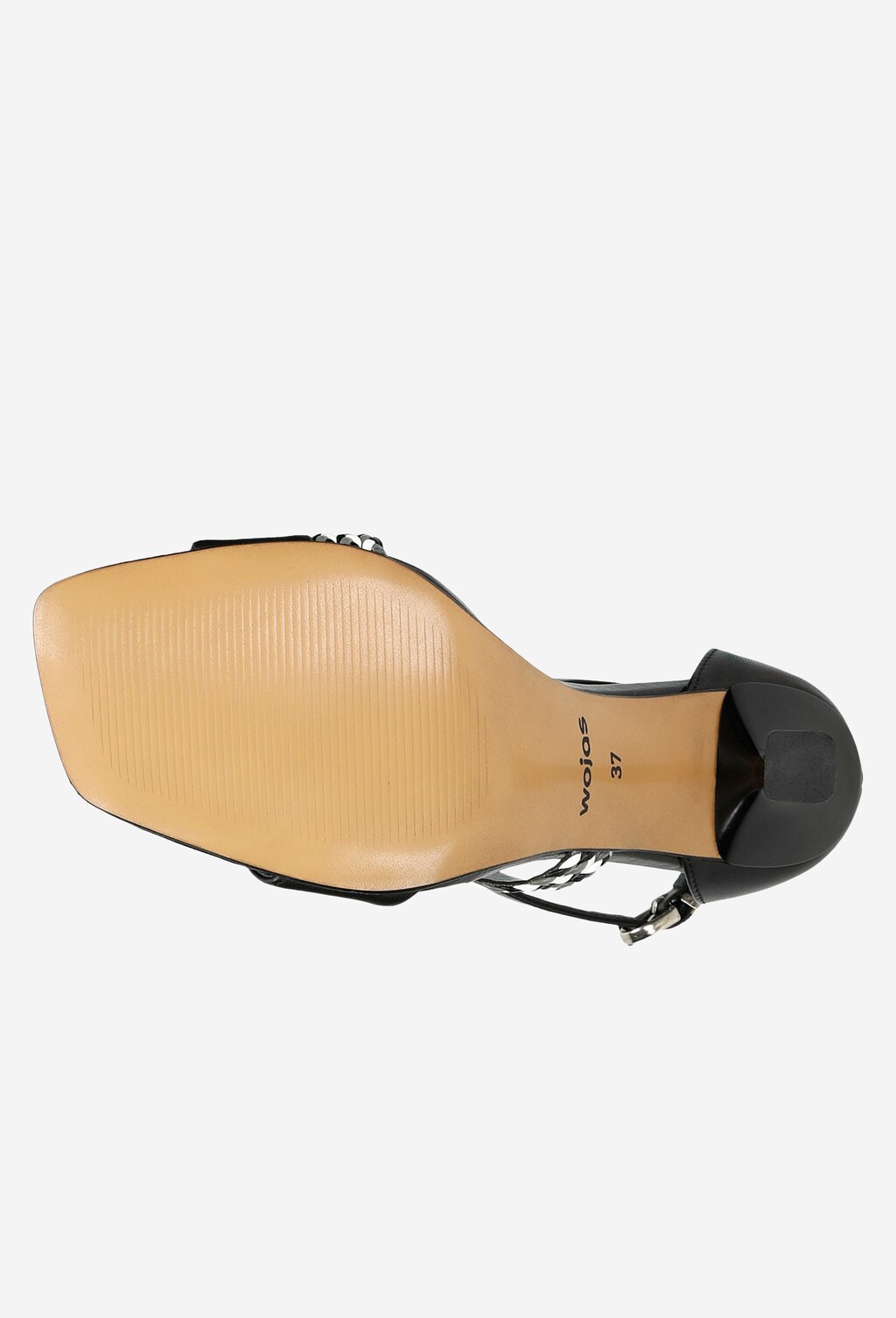 Czarne sandały damskie na szpilce z ozdobnym plecionym paskiem 76090-51 Widok 6