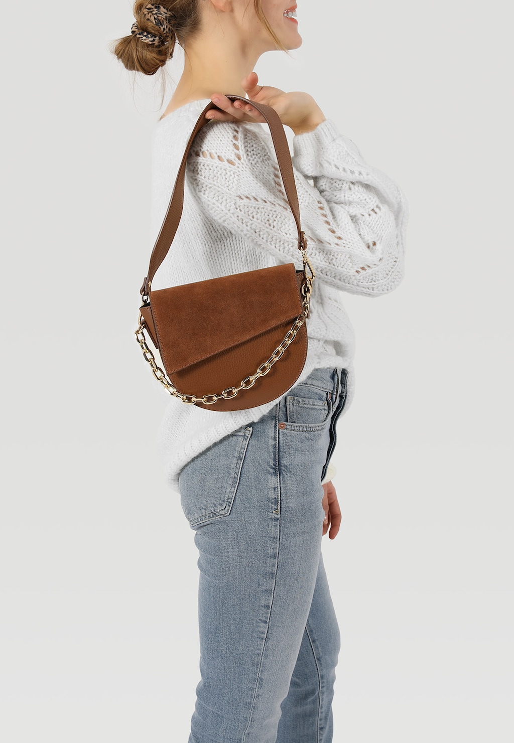 Jasnobrązowa torebka damska z łańcuszkiem 80109-73 Widok 1