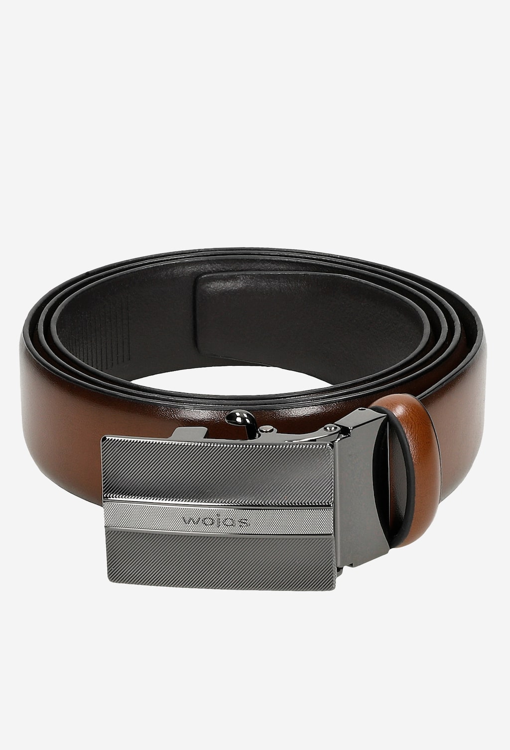 Hnědý kožený pánský pásek s plnou přezkou 93038-52 Widok 6