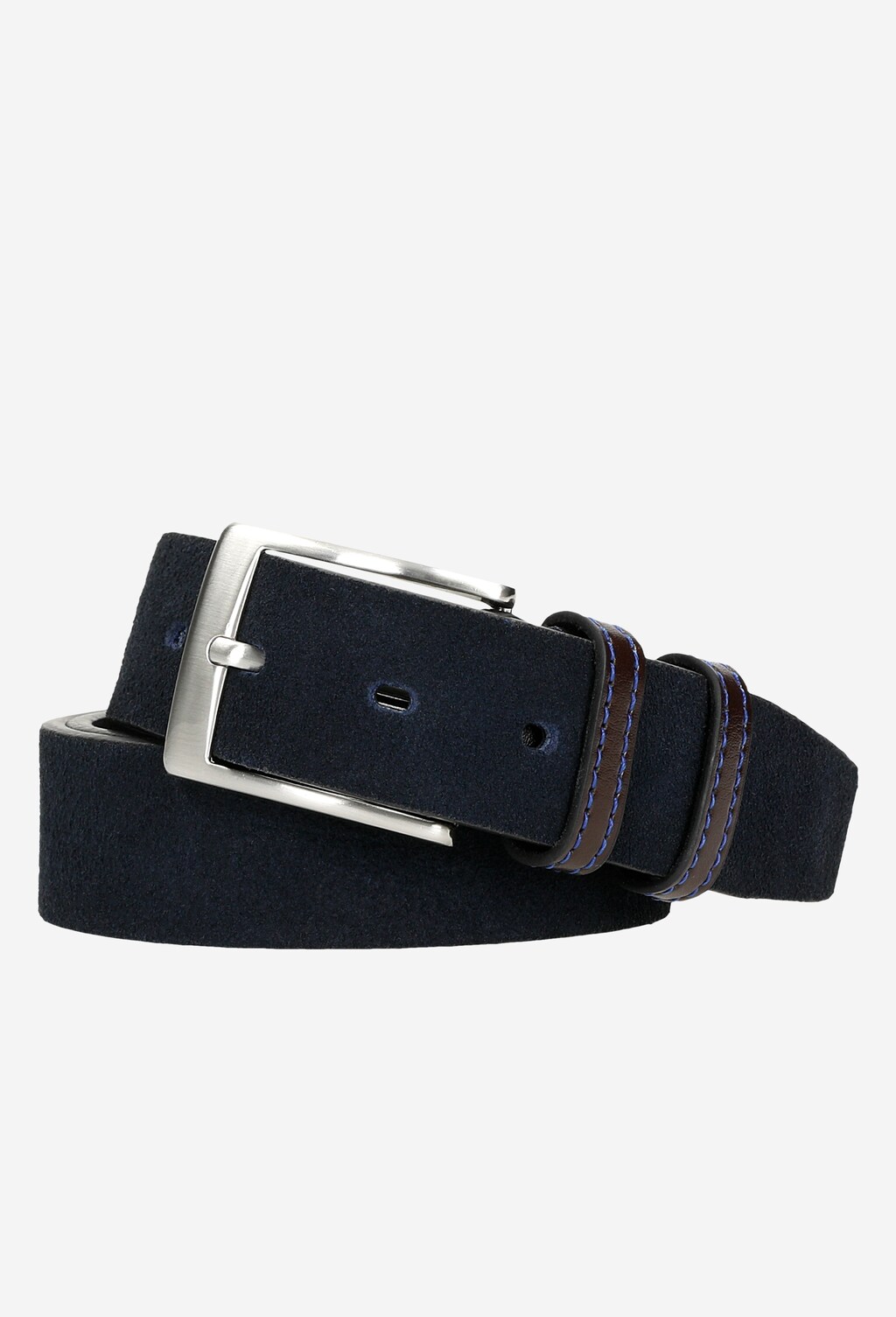 Granatowy pasek męski z nubuku 93037-26 Widok 1