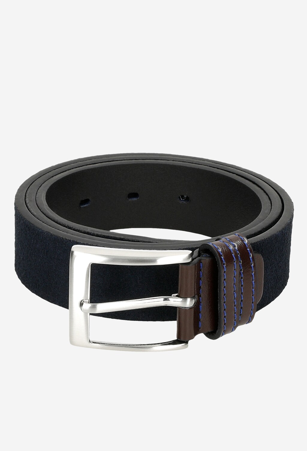 Granatowy pasek męski z nubuku 93037-26 Widok 5