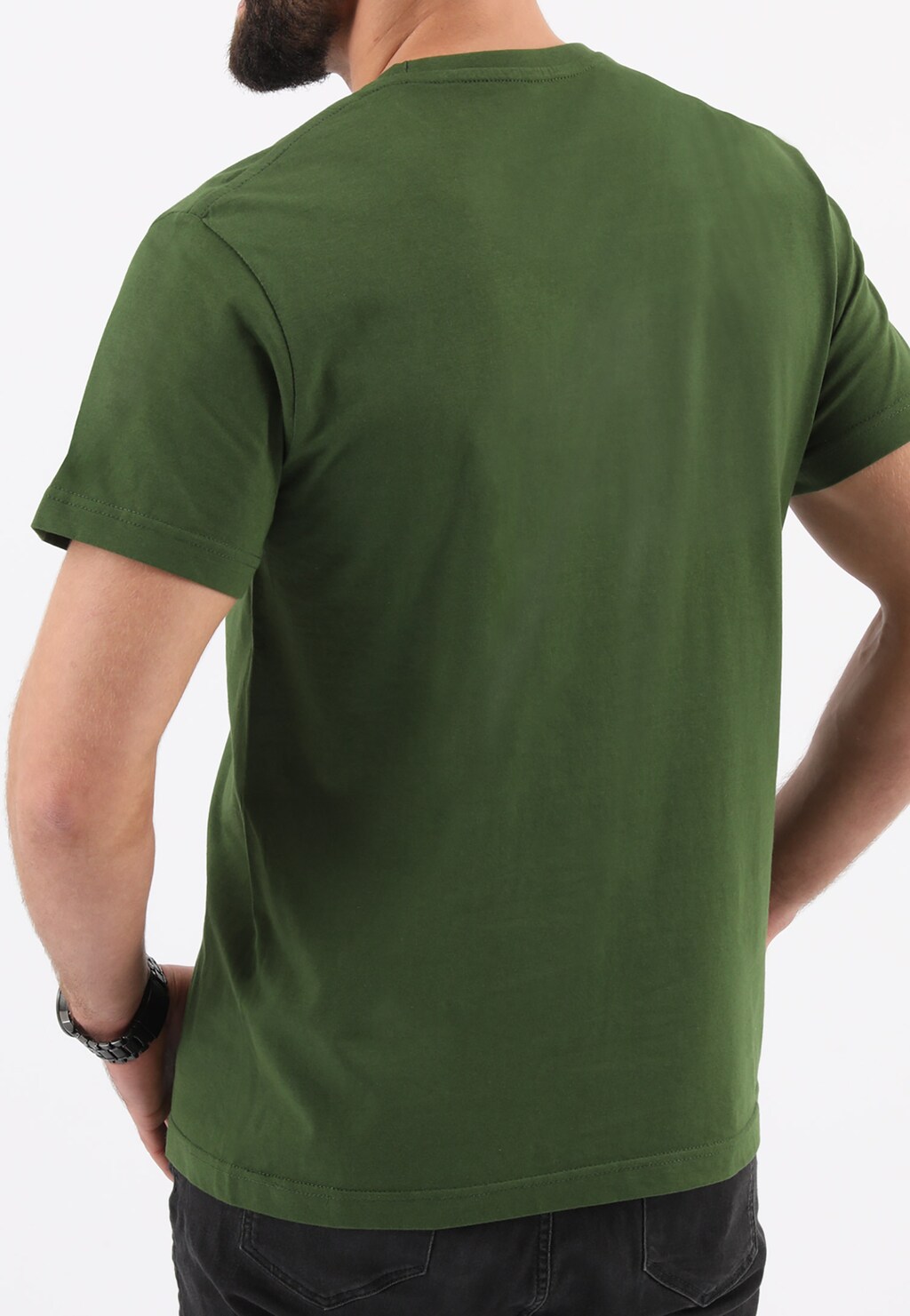 Koszulka męska w kolorze butelkowej zieleni 98010-87 Widok 2