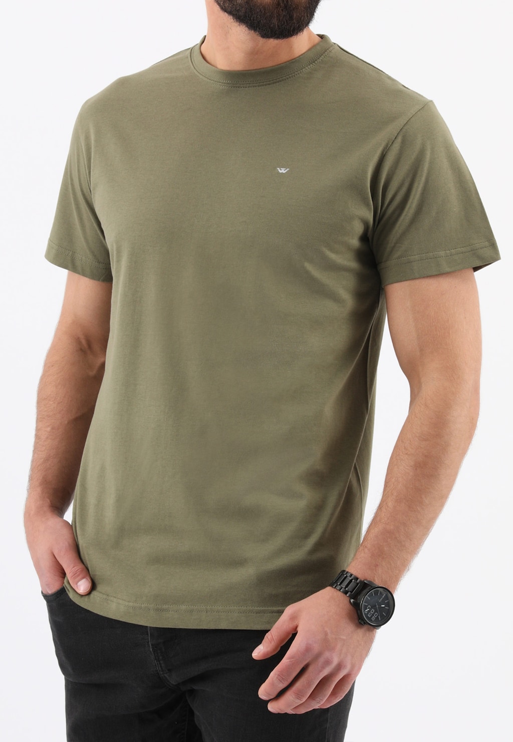 T-shirt męski w kolorze khaki 98010-88 Widok 1