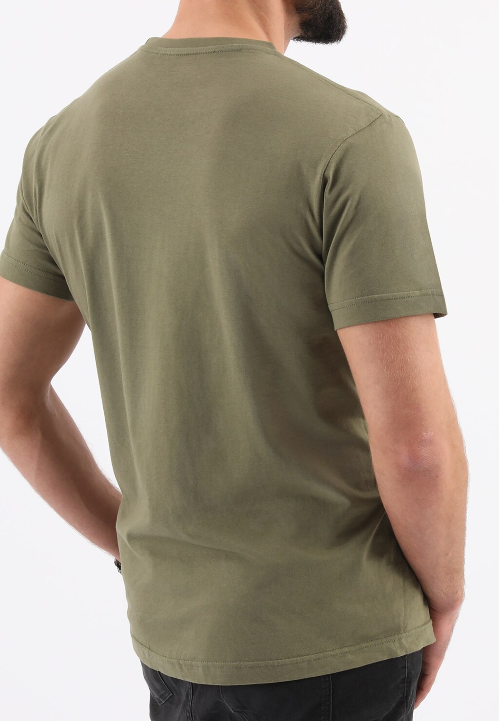 T-shirt męski w kolorze khaki 98010-88 Widok 2