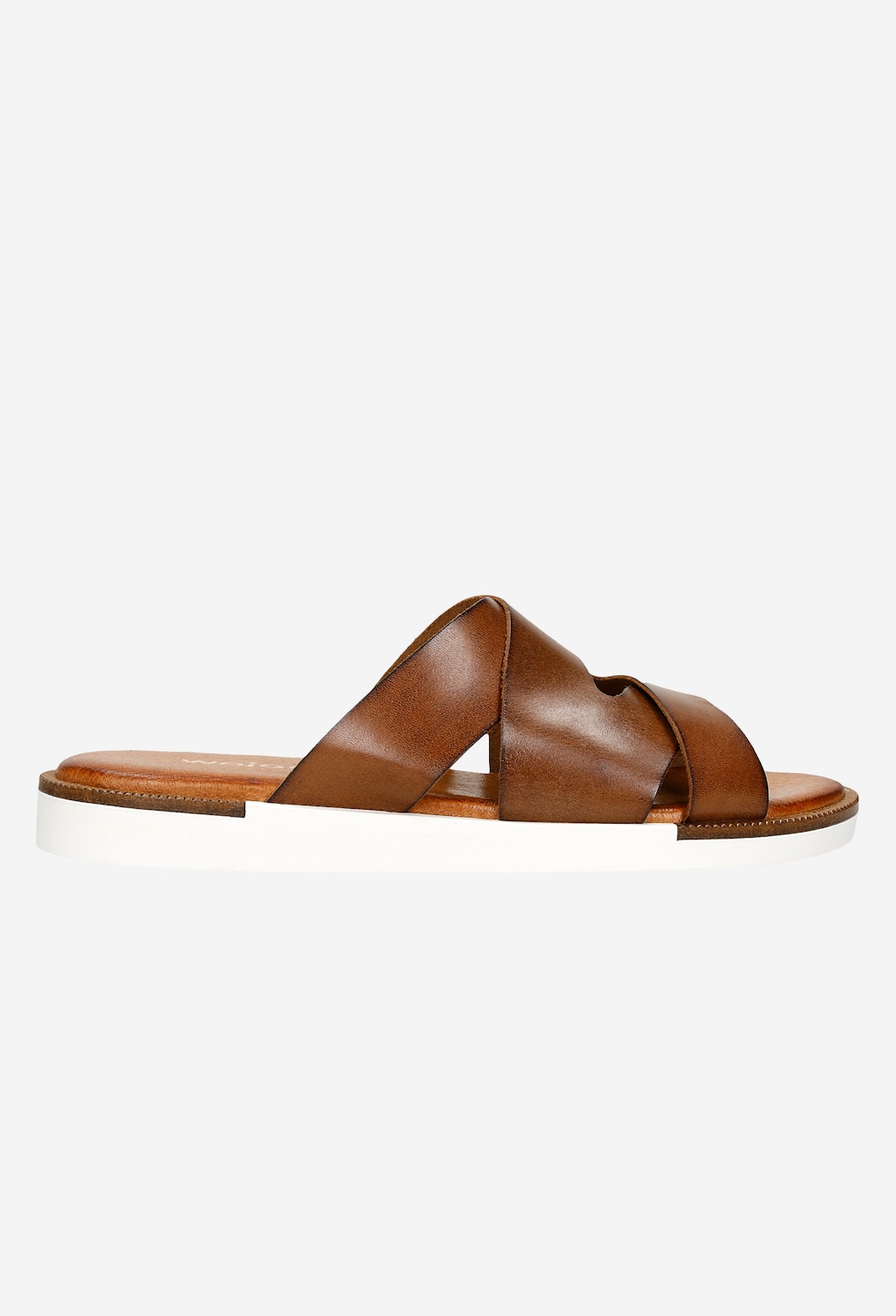 Hnědé kožené dámské žabky s bílou podrážkou  74044-52 Widok 2