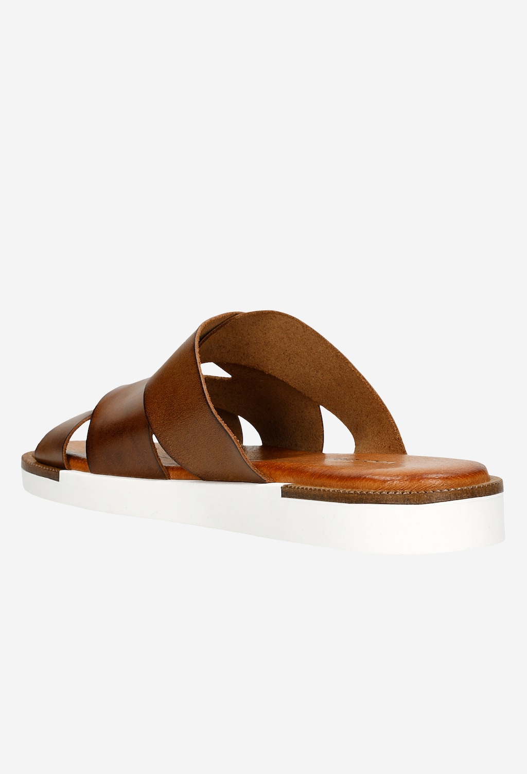 Hnědé kožené dámské žabky s bílou podrážkou  74044-52 Widok 4