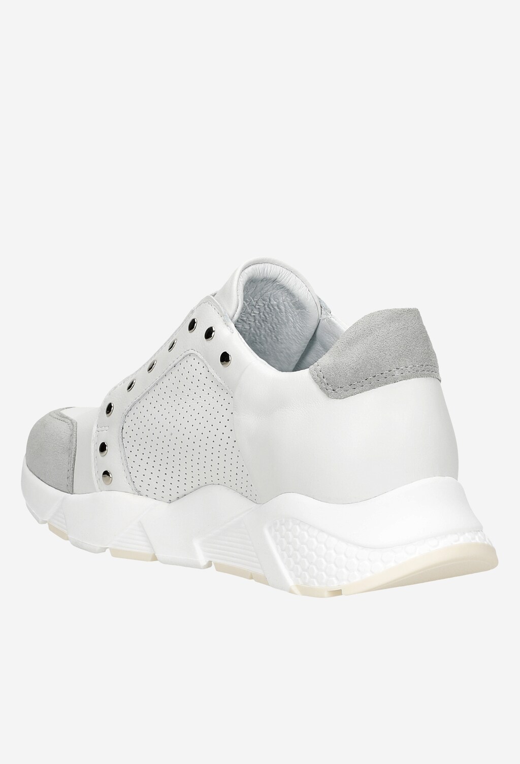 Białe sneakersy damskie z szarymi elementami  46090-89 Widok 4