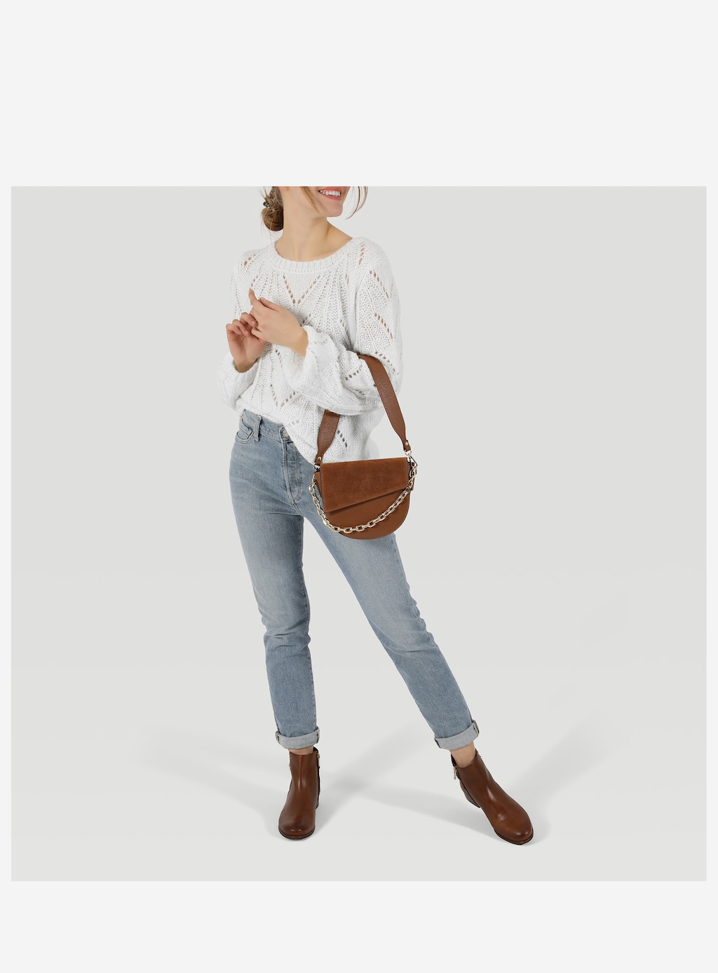 Jasnobrązowa torebka damska z łańcuszkiem 80109-73 Widok 8