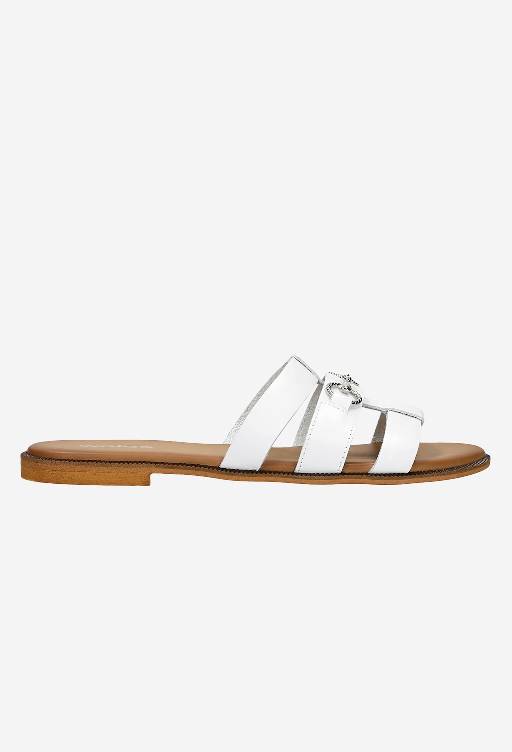Bílé kožené dámské žabky se stříbrnou ozdobou 74043-59 Widok 2